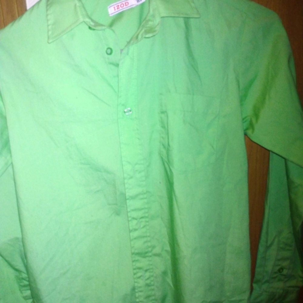 Izod boys 12, long sleeve dress shirt, green